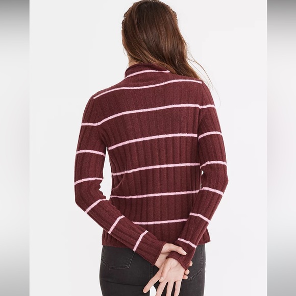 Madewell Maroon & Pink Striped Evercrest Turtleneck Sweater in Coziest Yarn - Picture 4 of 9